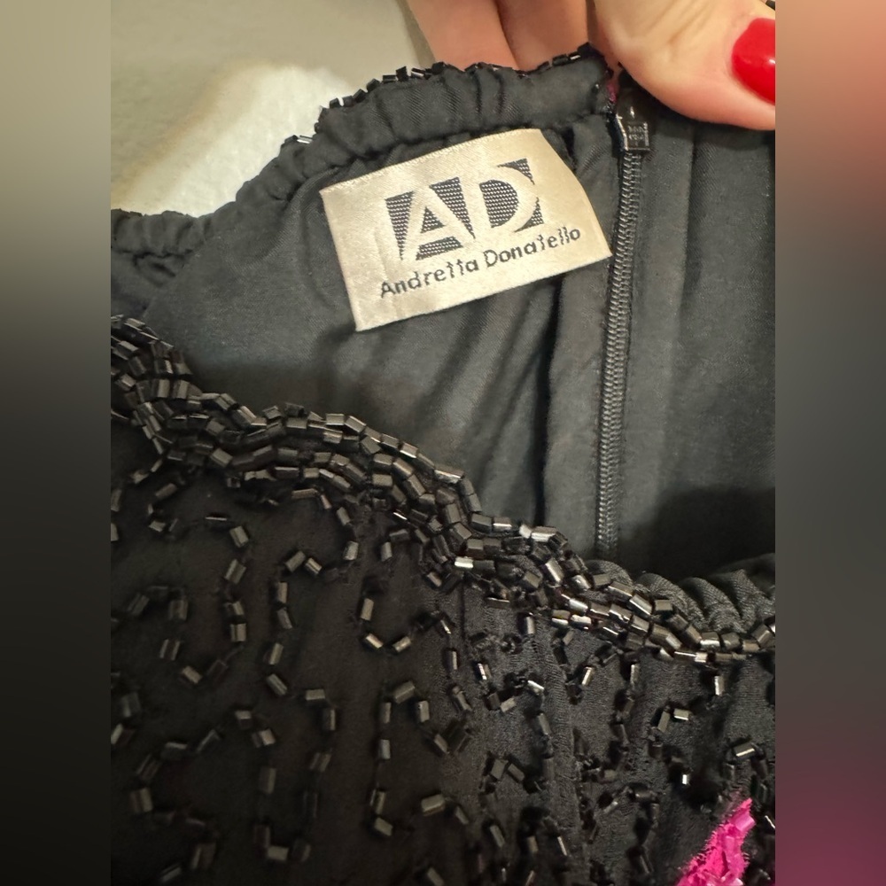 Vintage Andretta Donatello Strapless Feather Design Beaded Maxi Dress Gown - Picture 6 of 10